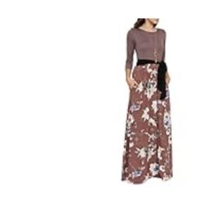 Floral Maxi Dress with Black Belt pink and floral print size medium